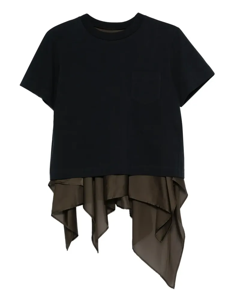 Sacai T-Shirt mit drapiertem Saum - Blau Blau