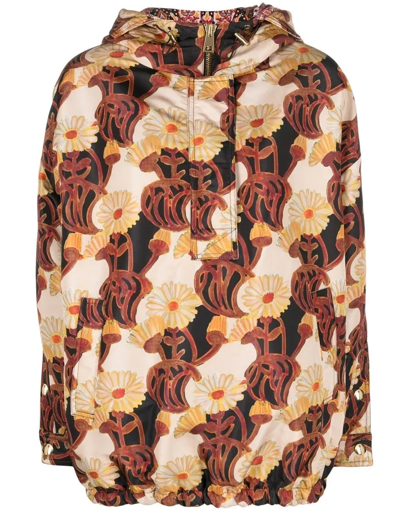 La DoubleJ Kapuzenjacke mit Blumen-Print - Nude Nude
