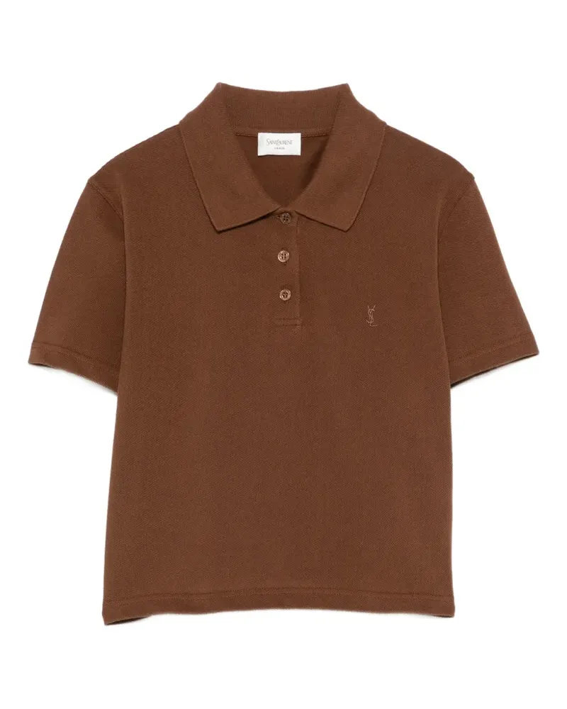 Saint Laurent Cassandre Cropped-Poloshirt - Braun Braun