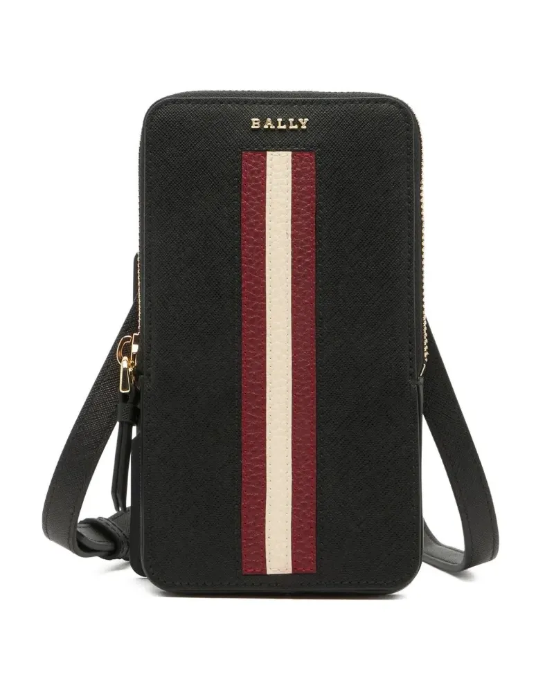 Bally embossed ribbon leather phone holder - Schwarz Schwarz