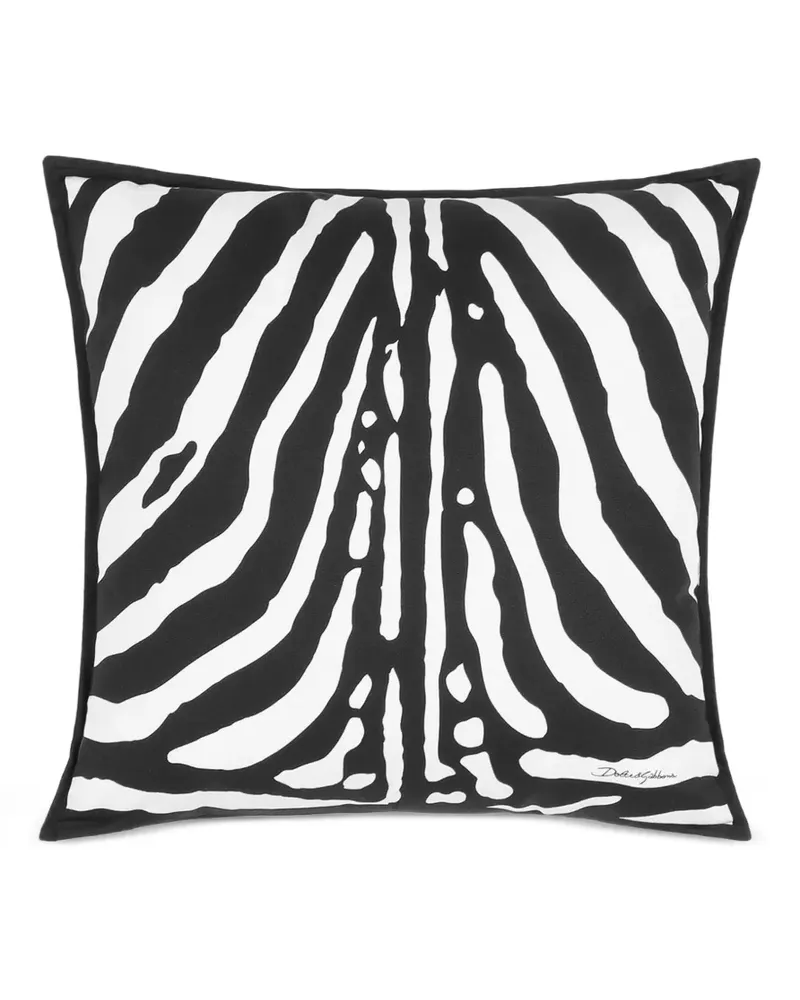 Dolce & Gabbana Mittelgroßes Kissen mit Zebra-Print (50cm x 50cm) - Schwarz Schwarz
