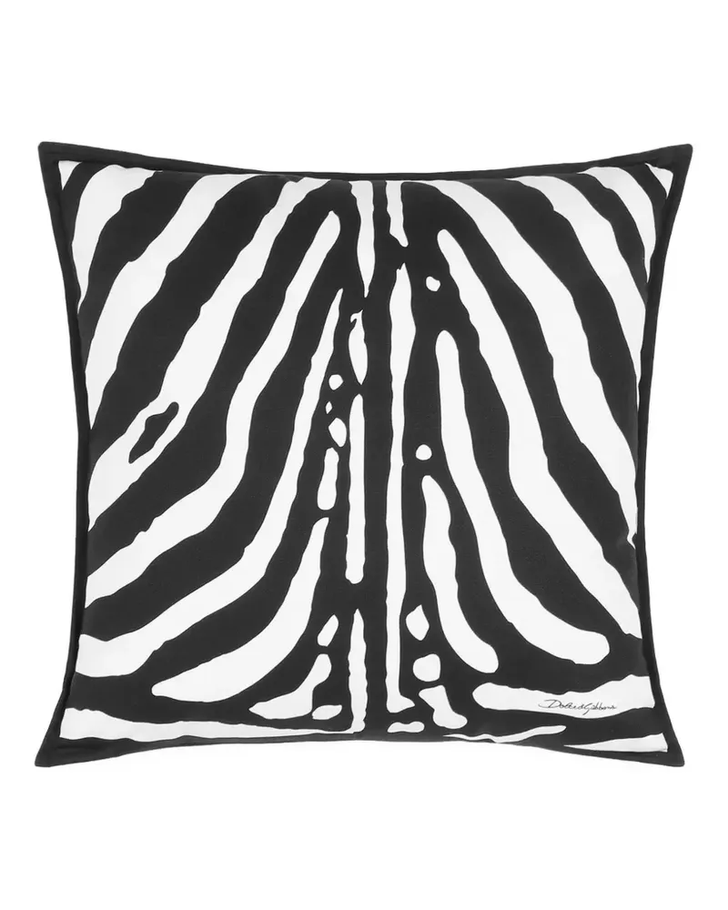 Dolce & Gabbana medium zebra-print canvas cushion (50cm x 50cm) - Schwarz Schwarz