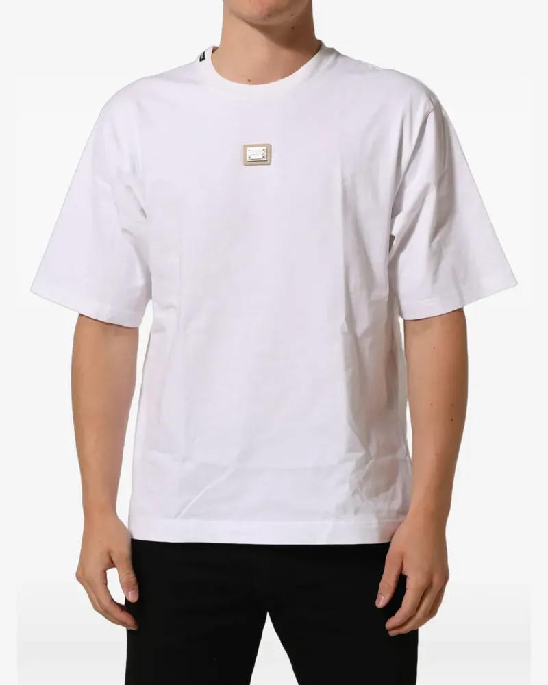 Dolce & Gabbana logo-plaque crew-neck T-shirt - Weiß Weiß