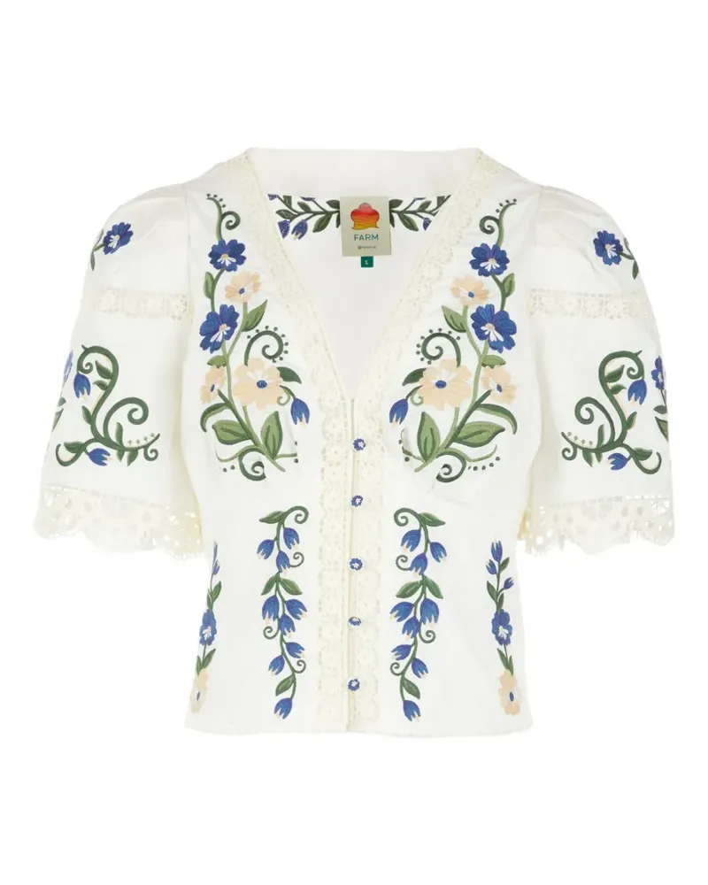 FARM Rio Bestickte Bluse - Weiß Weiß