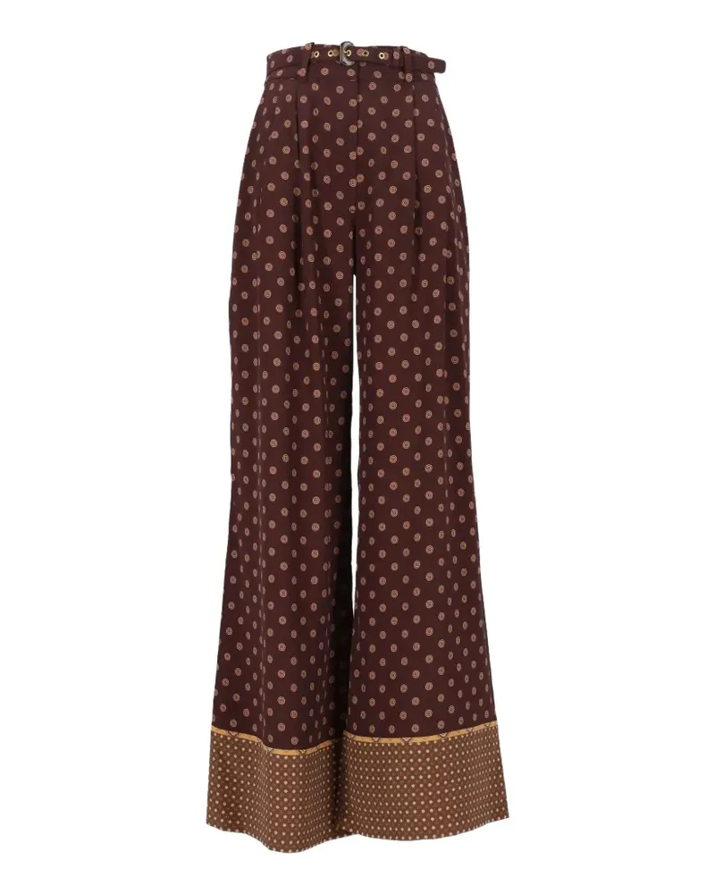 Zimmermann geometric-print belted trousers - Braun Braun