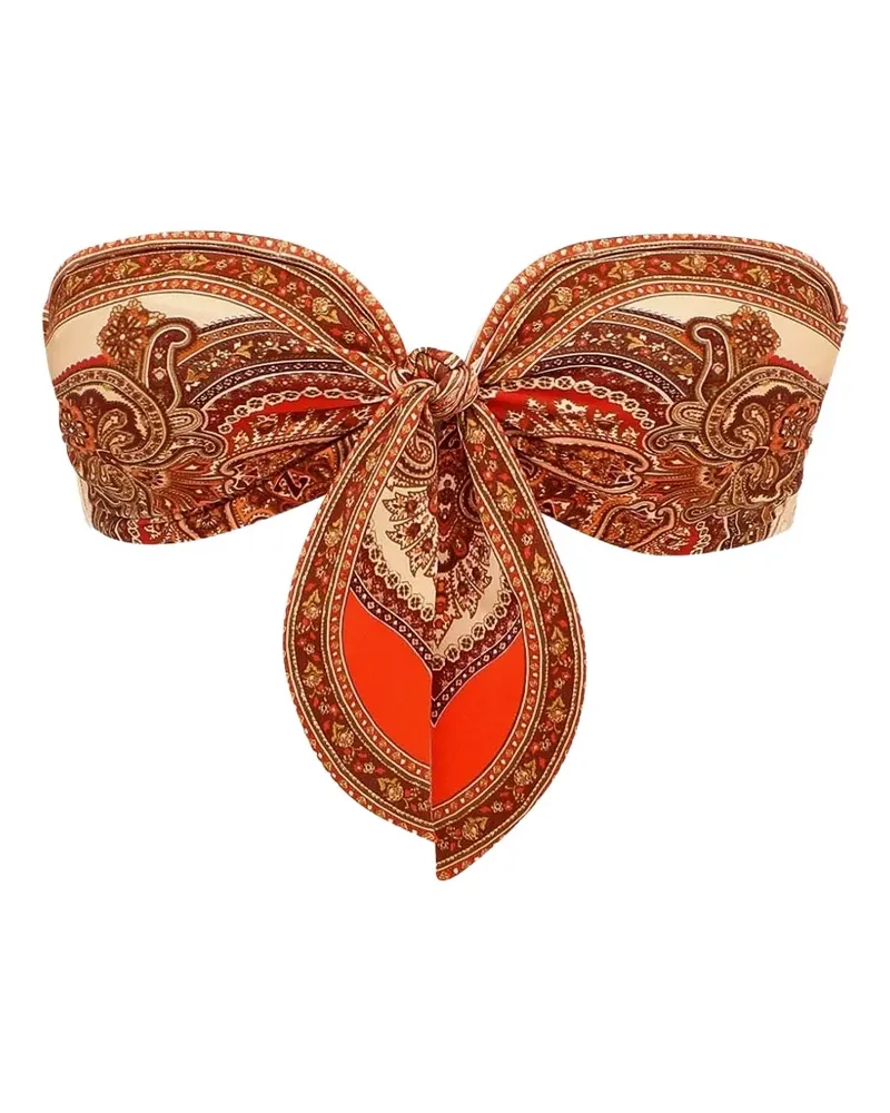 Zimmermann Mahon paisley-print bikini top - Orange Orange