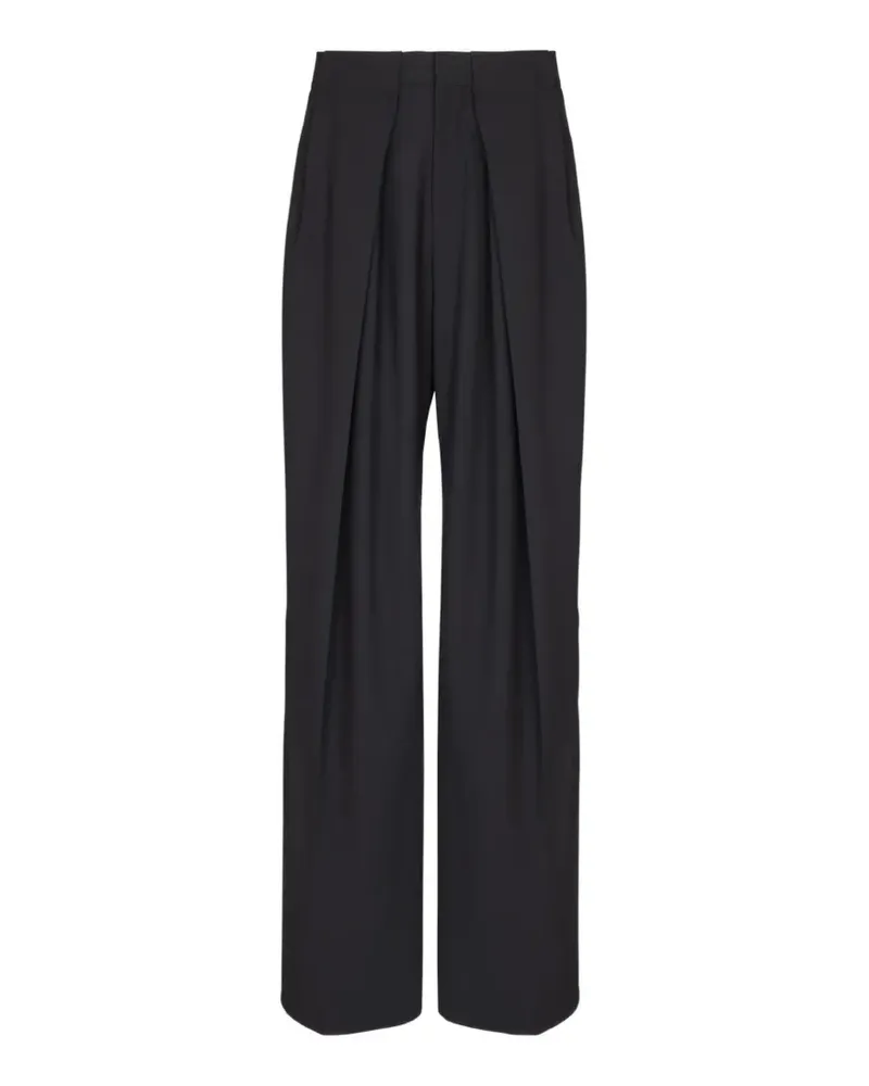 Balmain Hose aus Wolltwill mit breiten Messerfalten - Schwarz Schwarz