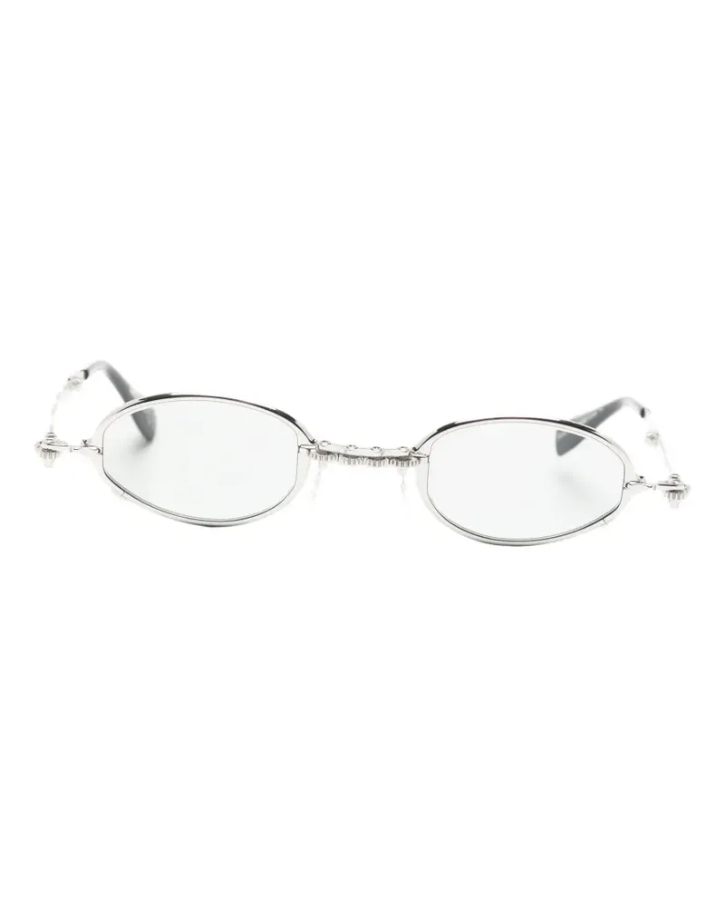 KUBORAUM Ovale Sonnenbrille mit gehämmertem Effekt - Silber Silber