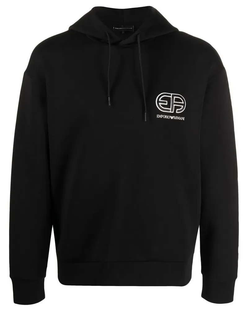 Emporio Armani Hoodie mit Logo-Stickerei - Schwarz Schwarz