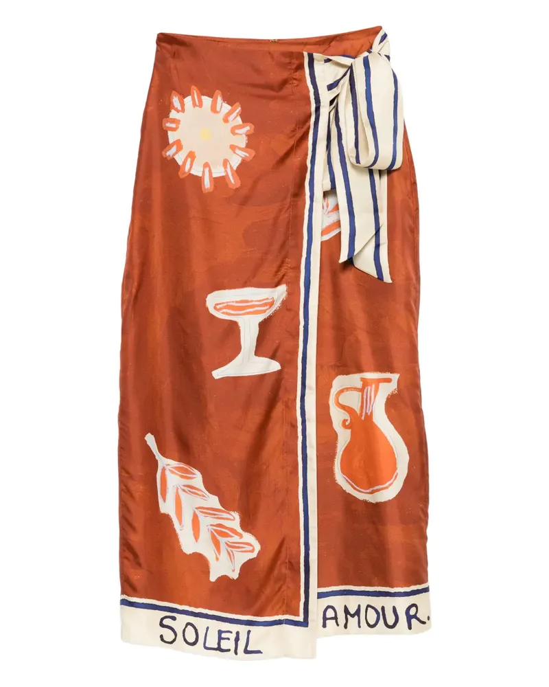 ALEMAIS printed midi skirt - Braun Braun