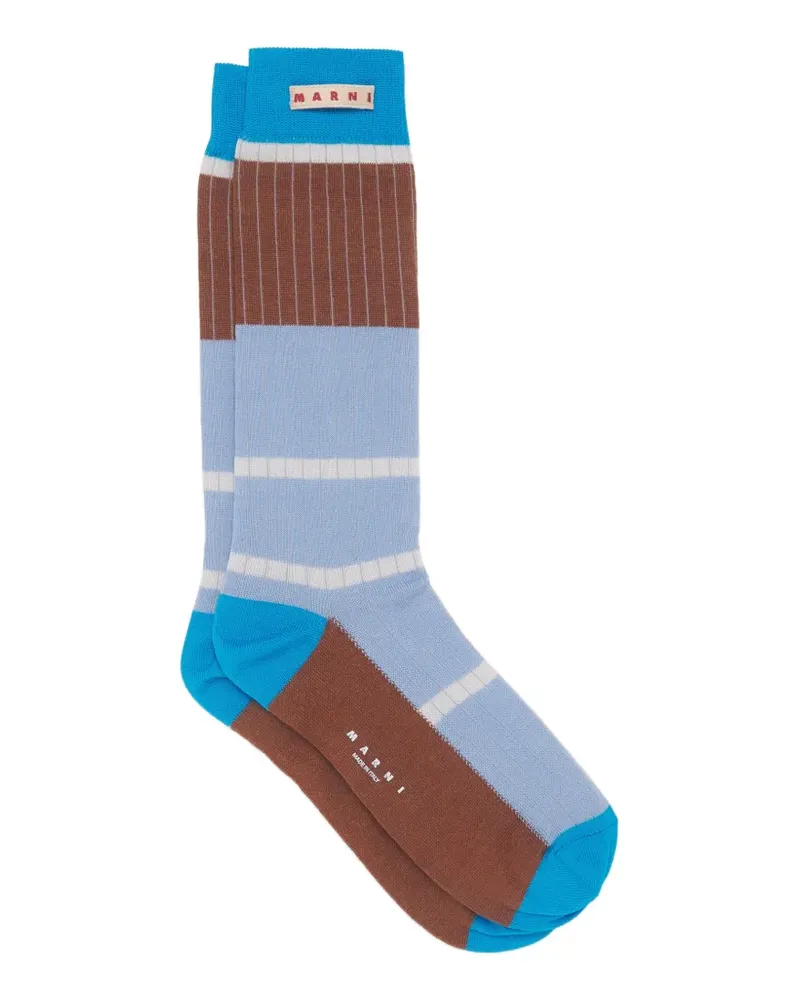 Marni ribbed colour-block socks - Blau Blau