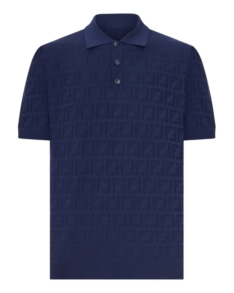 Fendi Gestricktes Poloshirt mit Zucca-Monogramm - Blau Blau