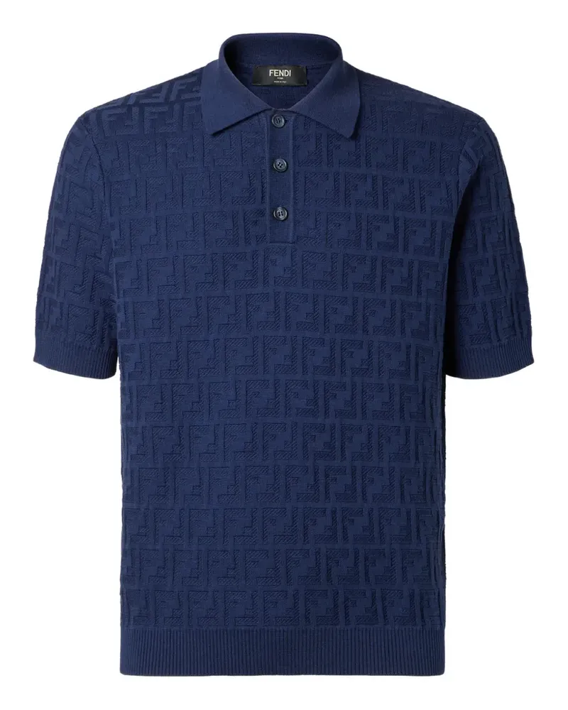Fendi Gestricktes Poloshirt mit Zucca-Monogramm - Blau Blau