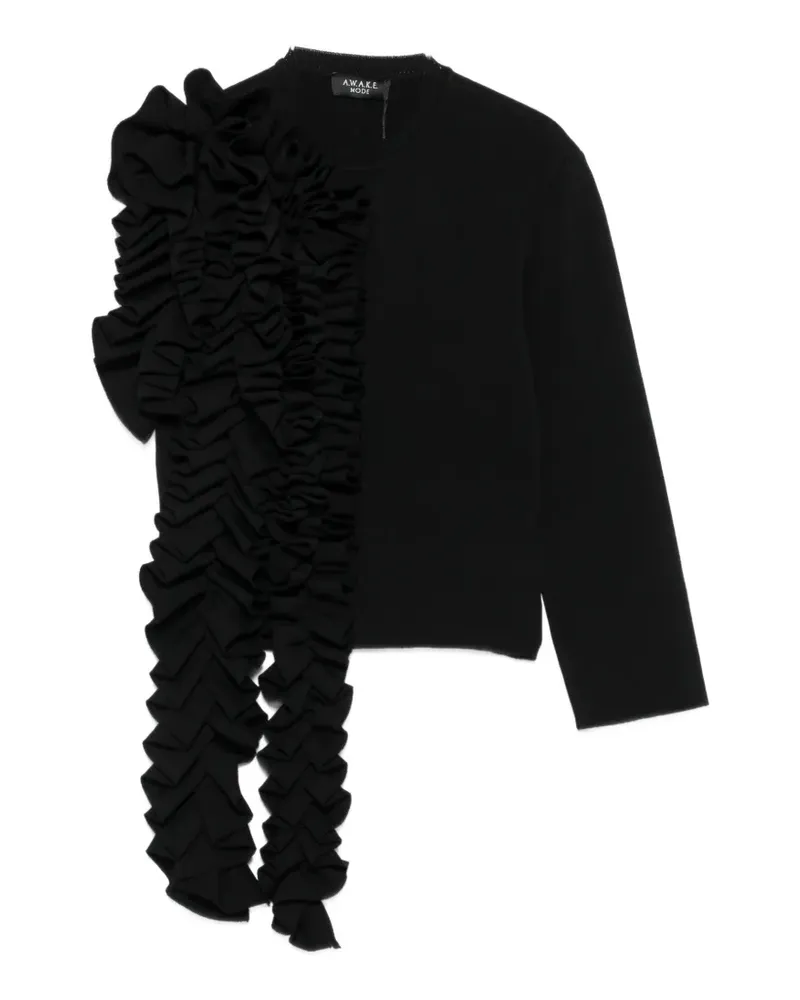 A.W.A.K.E. ruffled asymmetric top - Schwarz Schwarz