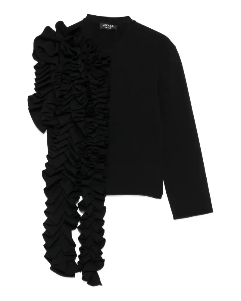 A.W.A.K.E. ruffled asymmetric top - Schwarz Schwarz
