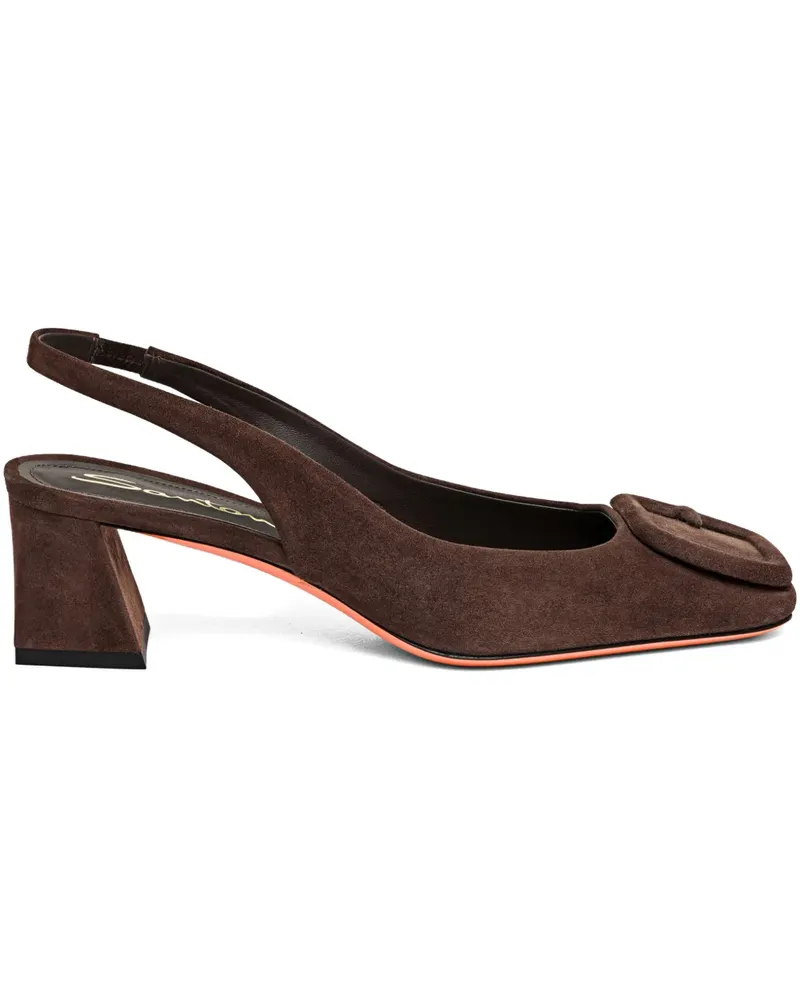 Santoni 5mm suede buckle-detail pumps - Braun Braun