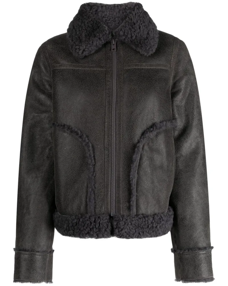 Zadig & Voltaire Lederjacke mit Shearling-Besatz - Grau Grau