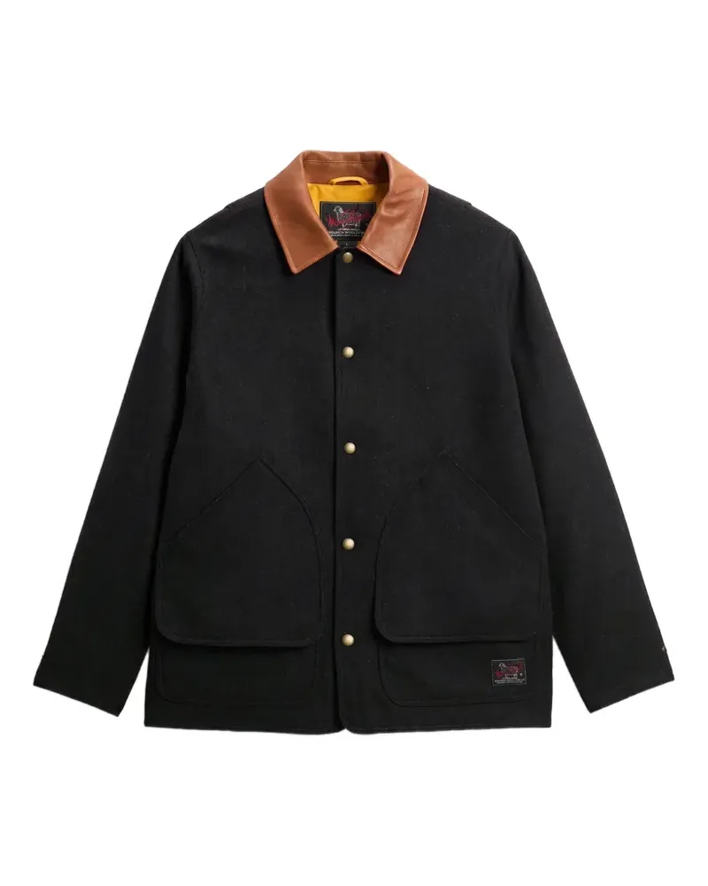 Woolrich Barn Mantel mit Kontrastkragen - Schwarz Schwarz