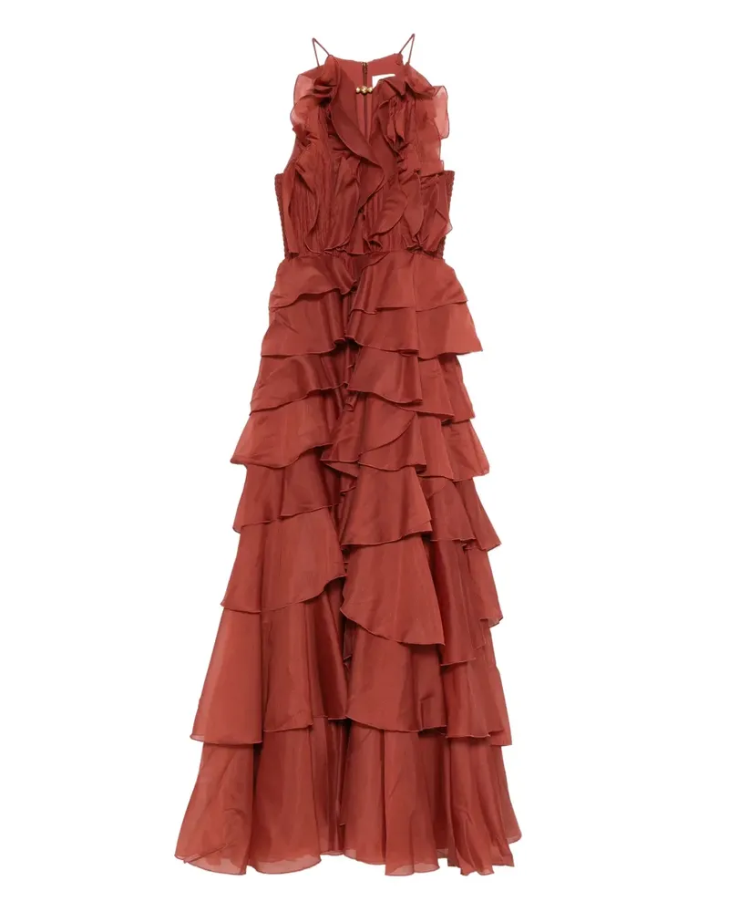 Aje. Cleo Maxikleid mit Rüschen - Orange Orange