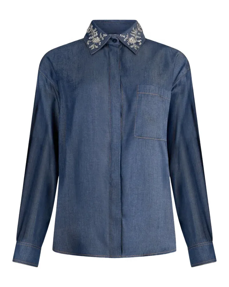 Liu Jo Jeanshemd mit abnehmbarem Kragen - Blau Blau