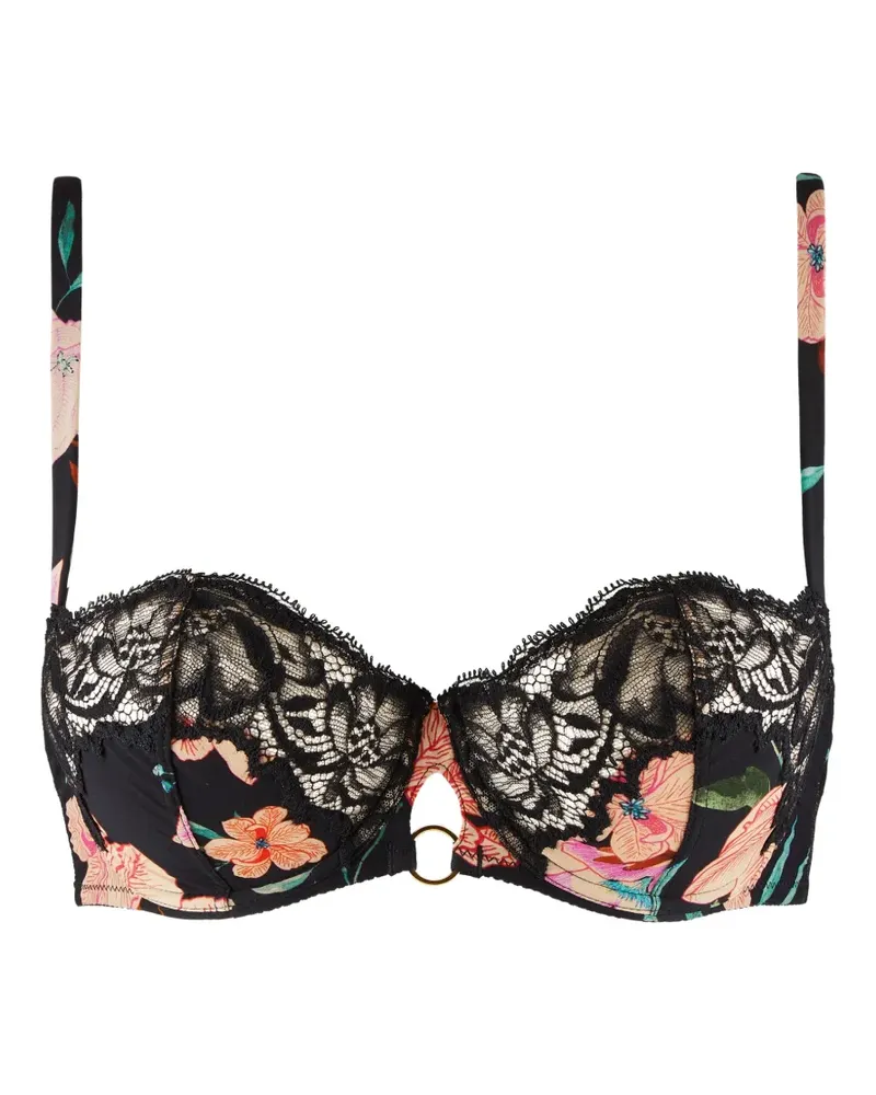 Aubade Sweetfolk BH mit Spitzenbesatz und Blumenprint - Schwarz Schwarz