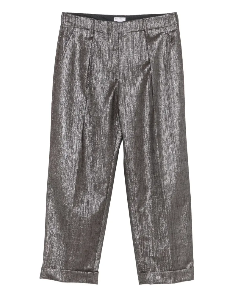 Brunello Cucinelli Metallic-Hose mit Faltendetail - Braun Braun