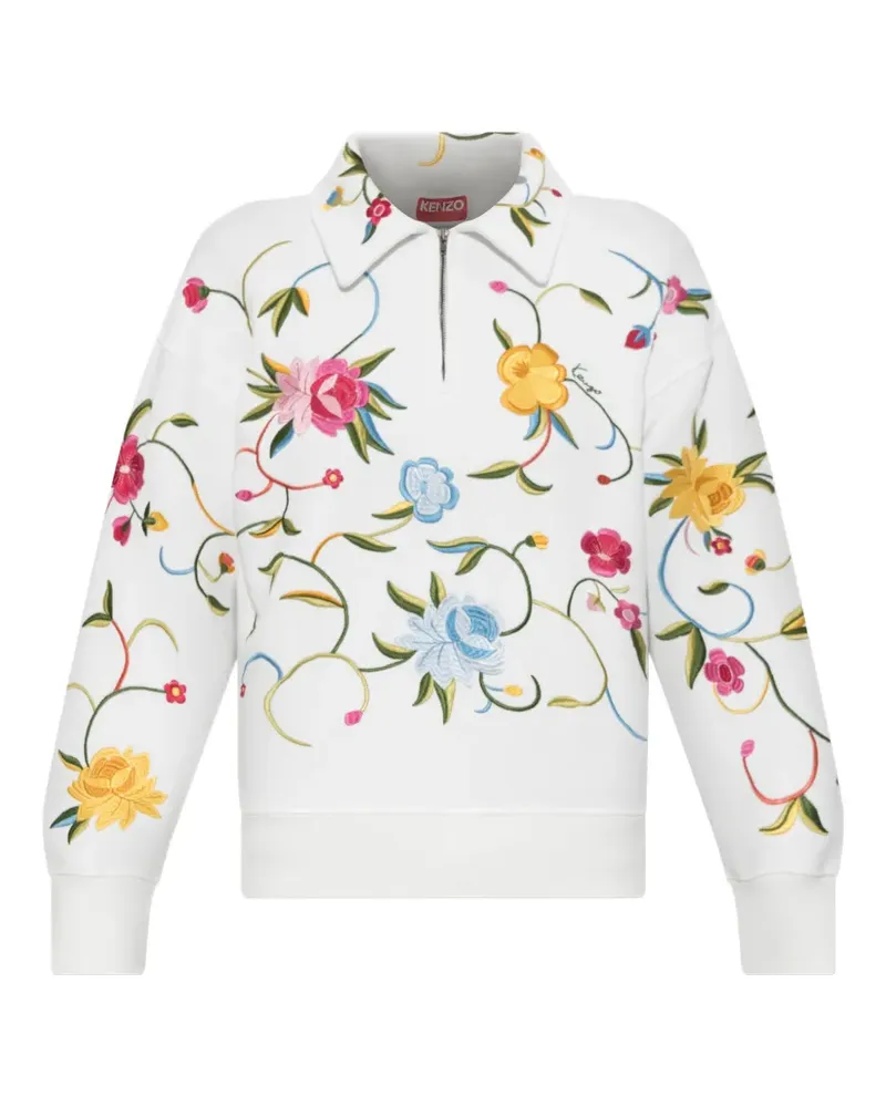 Kenzo Sweatshirt mit Reißverschluss und Stickerei - Weiß Weiß