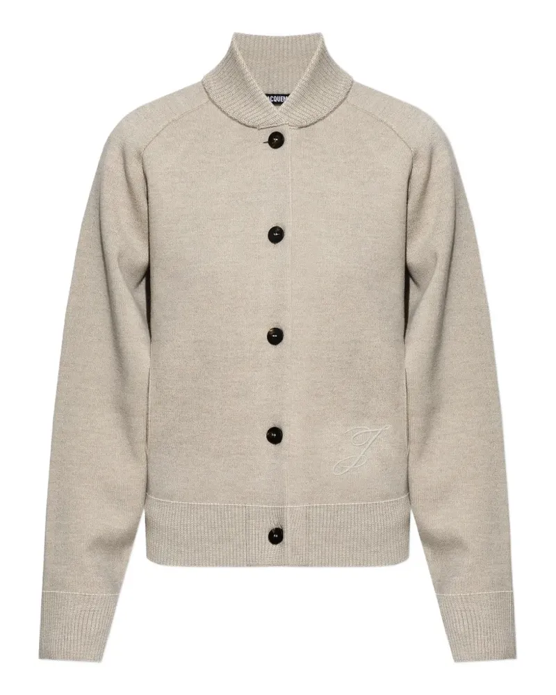 Jacquemus logo-embroidered button-up sweater - Nude Nude