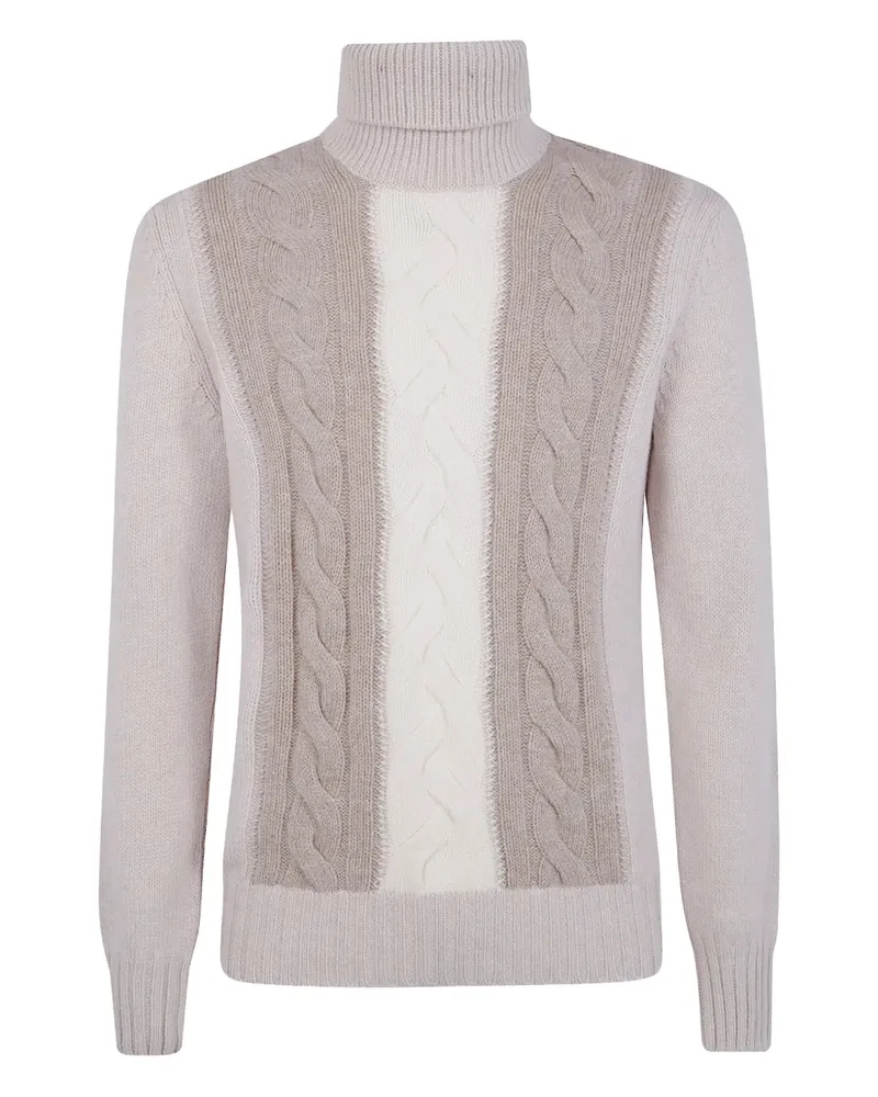 Gran Sasso Rollkragenpullover mit Zopfmuster - Nude Nude