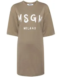 MSGM Minikleid mit Logo-Print Grün