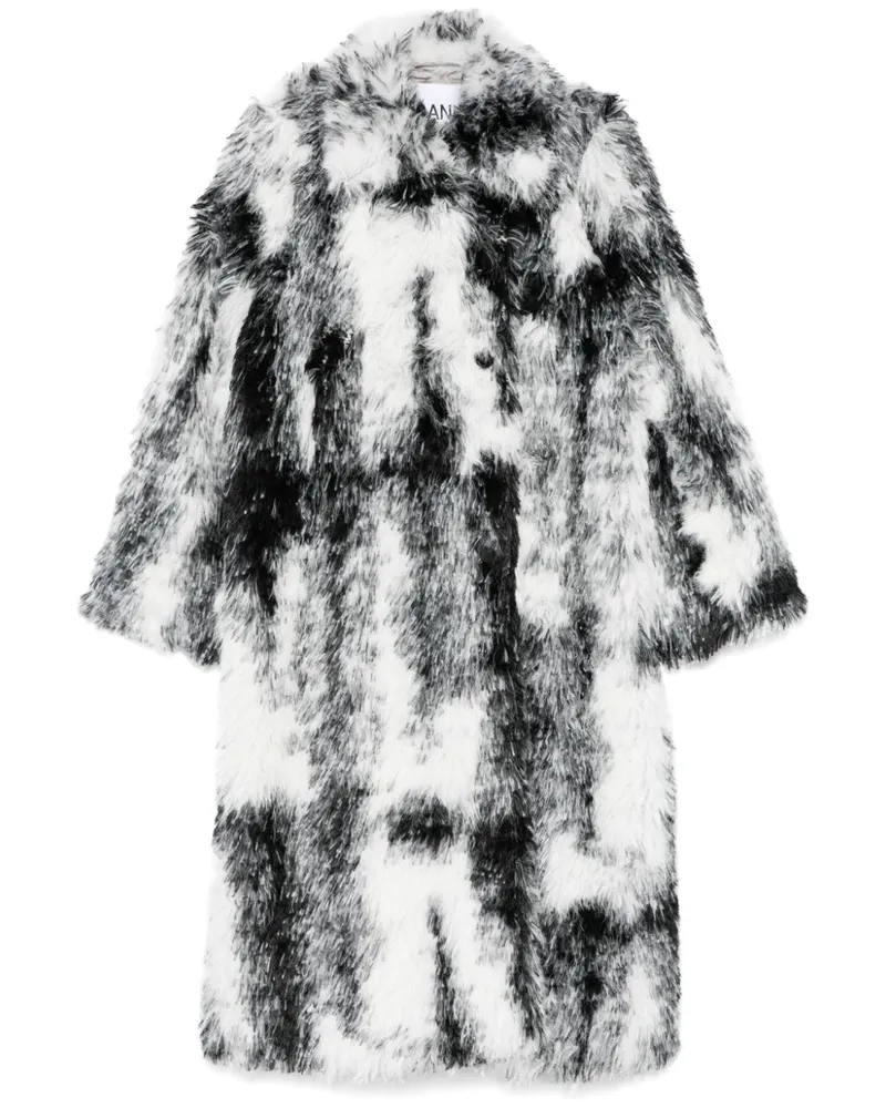 Ganni Mantel aus Faux Fur - Schwarz Schwarz