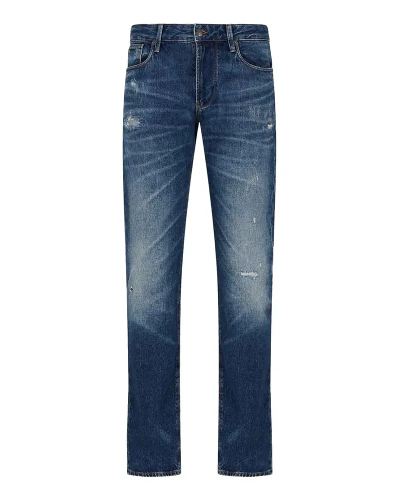 Emporio Armani distressed whiskered jeans - Blau Blau