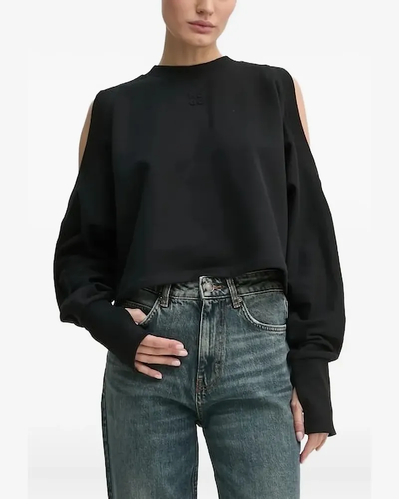 HUGO BOSS Sweatshirt mit Cold-Shoulder - Schwarz Schwarz