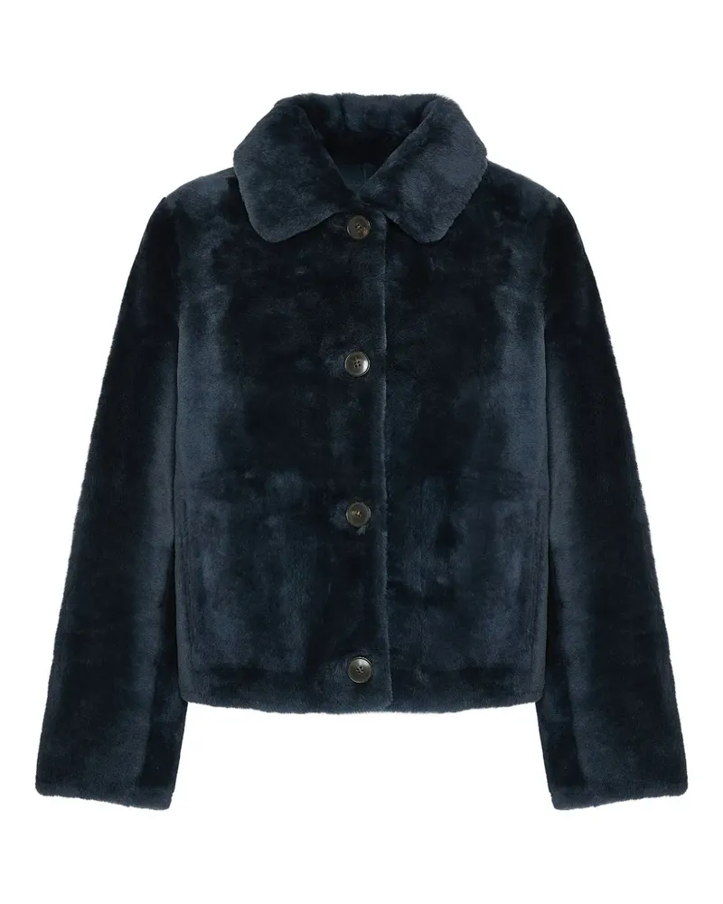 Yves Salomon Wendbare Lederjacke mit Merinowolle - Blau Blau