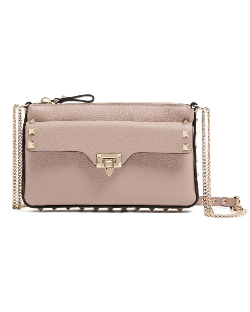 Valentino Garavani Rockstud chain pouch in grainy calfskin - Rosa Rosa