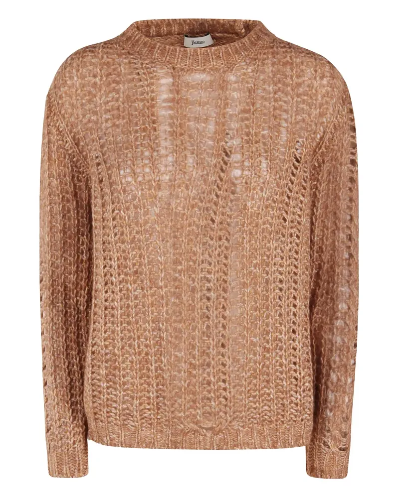 Herno Pullover mit Lochmuster - Braun Braun