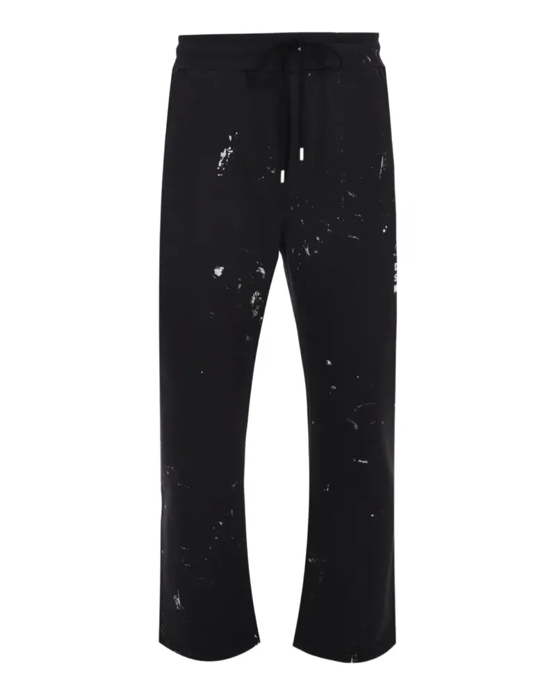 DOMREBEL paint-splatter logo-print track pants - Schwarz Schwarz