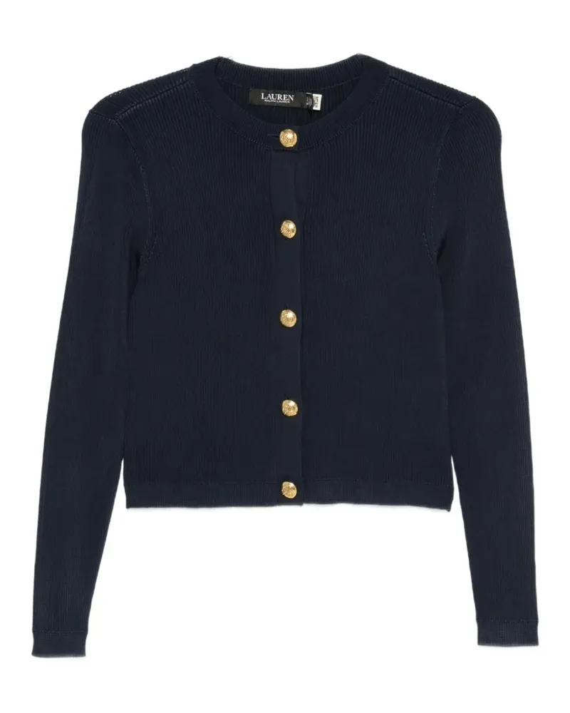 Ralph Lauren ribbed-knit gold-tone buttoned cardigan - Blau Blau