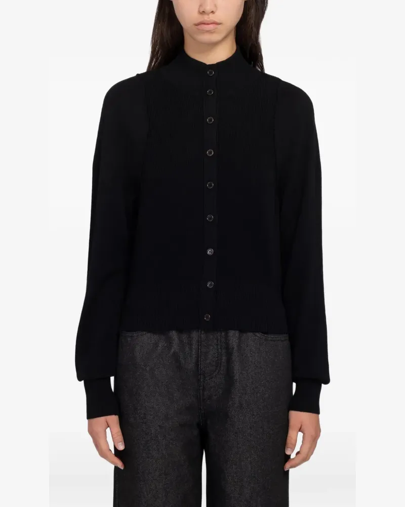 AMOMENTO blocking button-up cardigan - Schwarz Schwarz