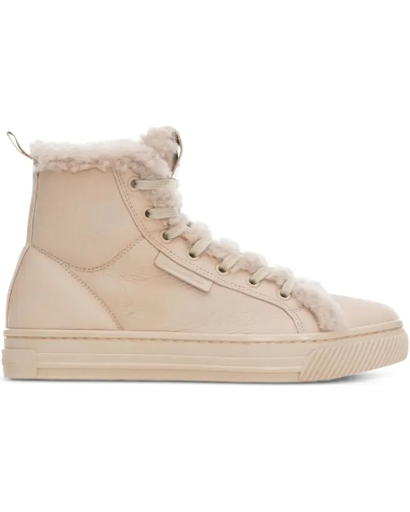Gianvito Rossi Schnürstiefel mit Shearling - Nude Nude