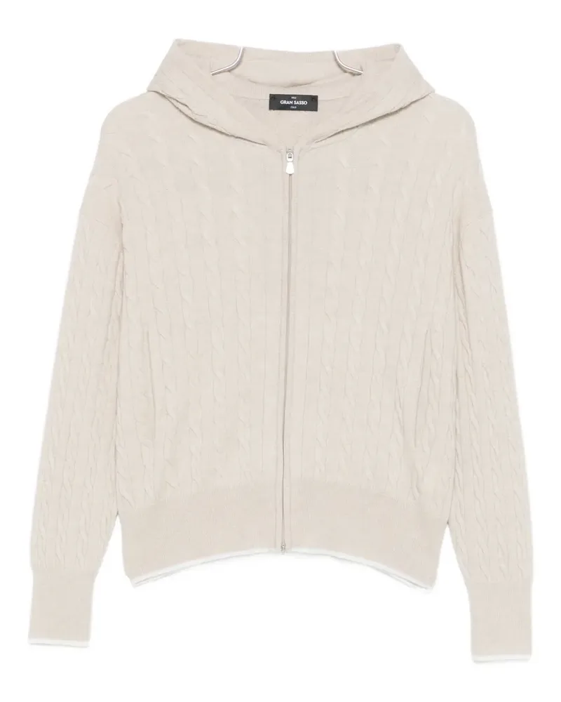 Gran Sasso cable-knit zip-fastening hoodie - Nude Nude