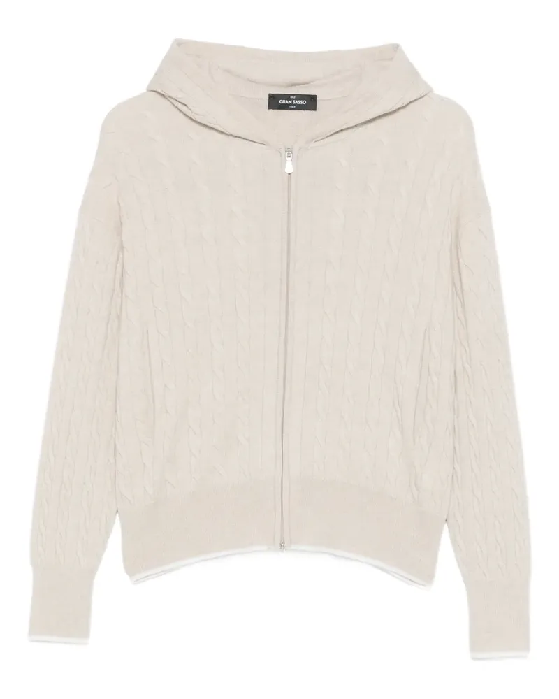 Gran Sasso Kapuzenjacke mit Zopfmuster - Nude Nude