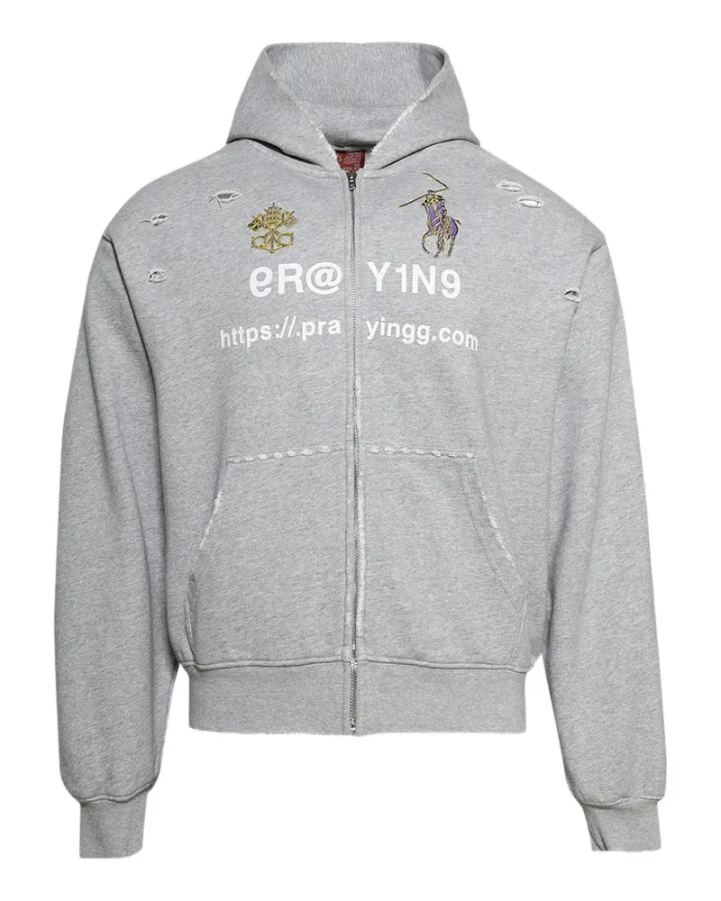 Praying Destroyed Symbolic Hoodie - Grau Grau
