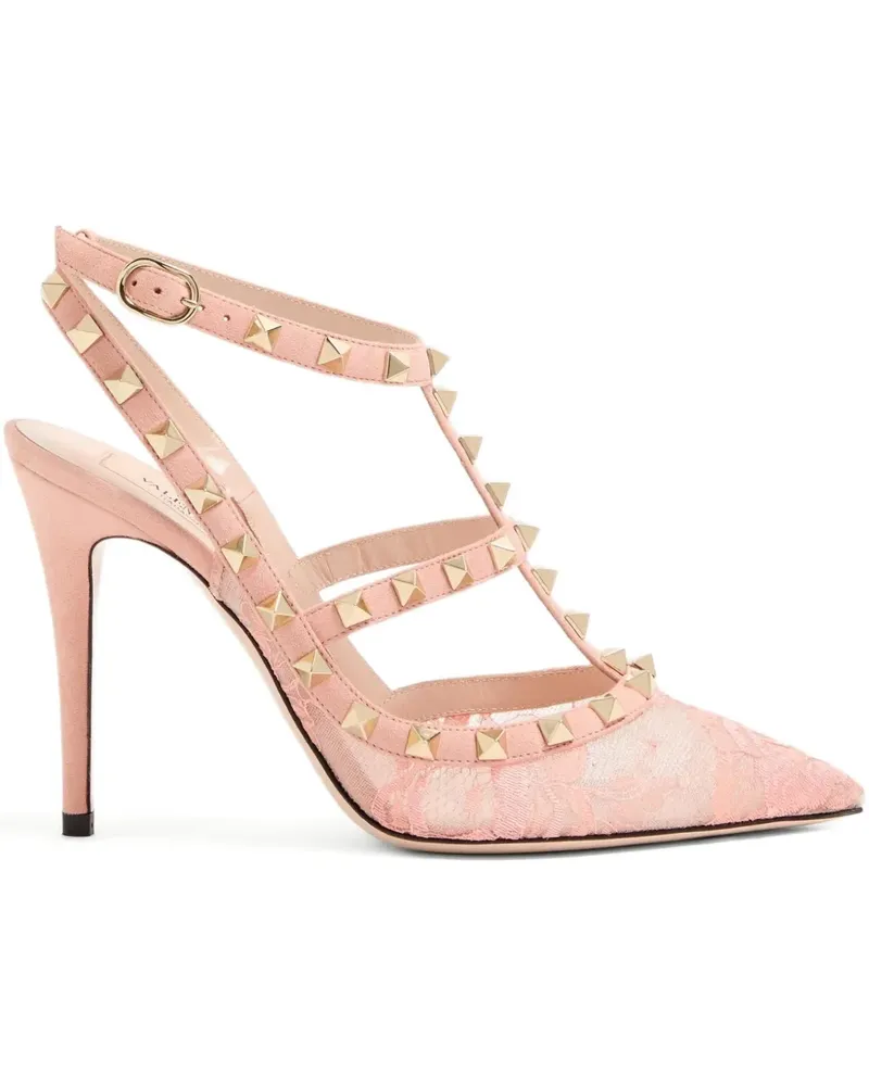 Valentino Garavani Rockstud Pumps mit Spitze 100mm - Rosa Rosa