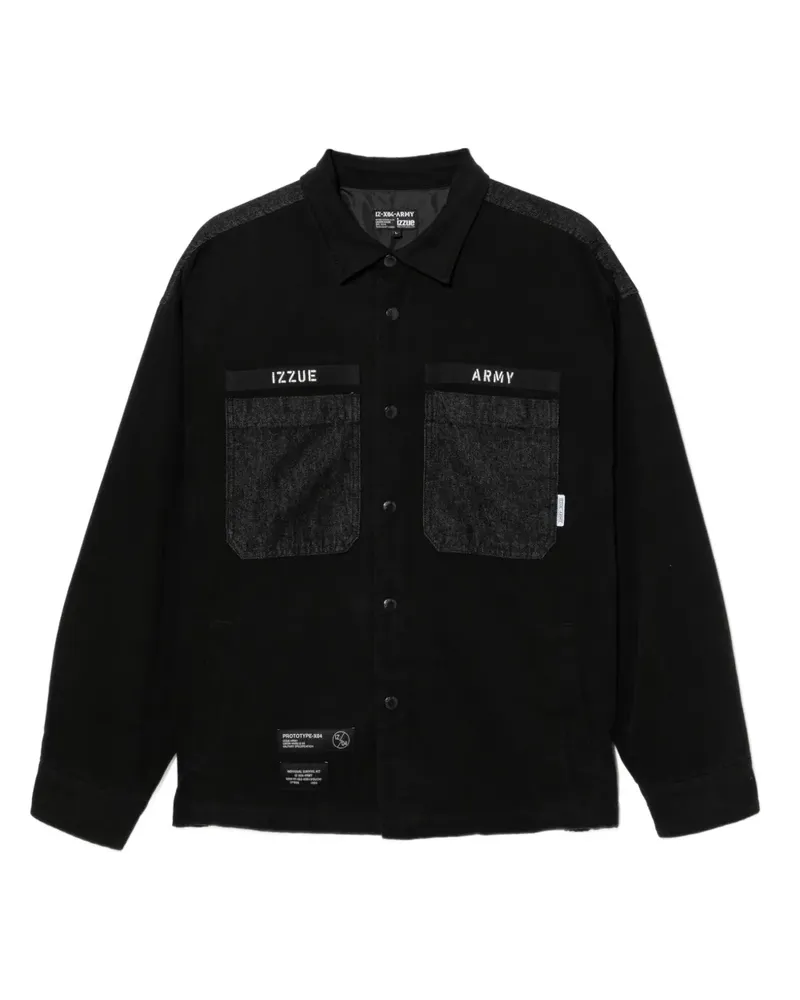 Izzue Hemdjacke mit Logo-Patch - Schwarz Schwarz