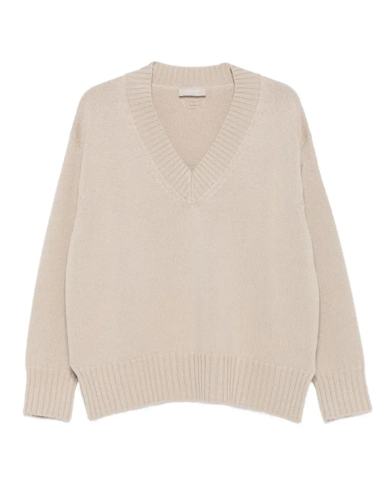 Drumohr  Kaschmirpullover mit V-Ausschnitt - Nude Nude