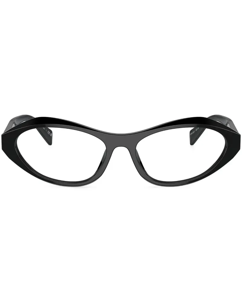 Prada Gravierte Brille mit ovalem Gestell - Schwarz Schwarz