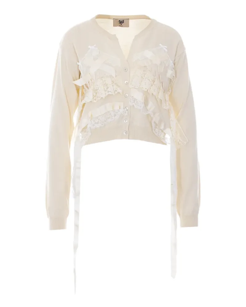 Aniye By Angie Cardigan mit V-Ausschnitt - Weiß Weiß