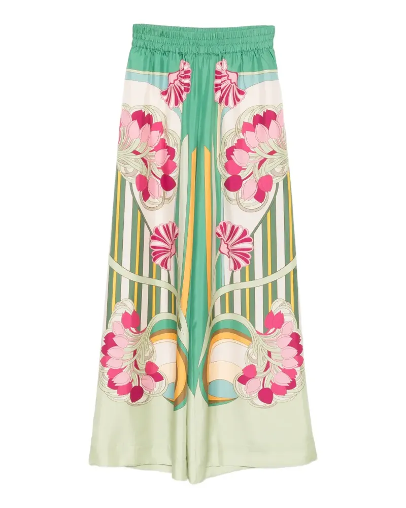 La DoubleJ floral striped trousers - Grün Grün