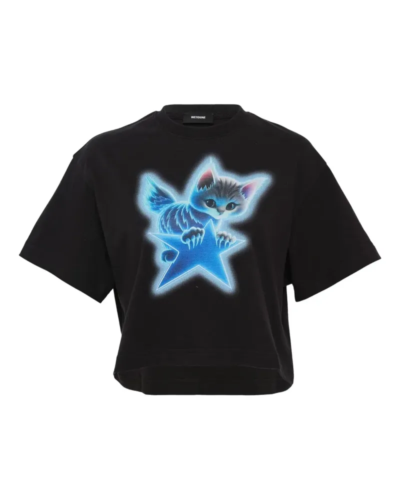 WE 11 DONE T-Shirt mit Bernstein-Print - Schwarz Schwarz